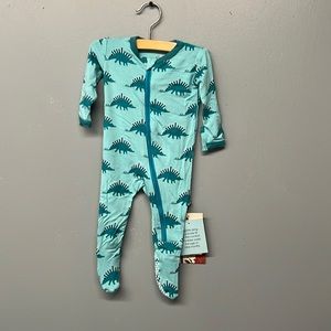 Kickee pants printed Footie with zipper iceberg menorahsurus